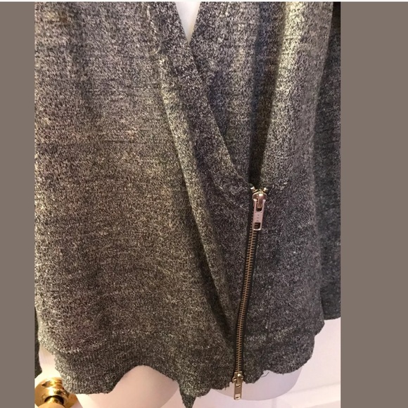 J. CREW Moto Zipper Cardigan Sweater blue wool linen lightweight knit layering - Picture 4 of 8